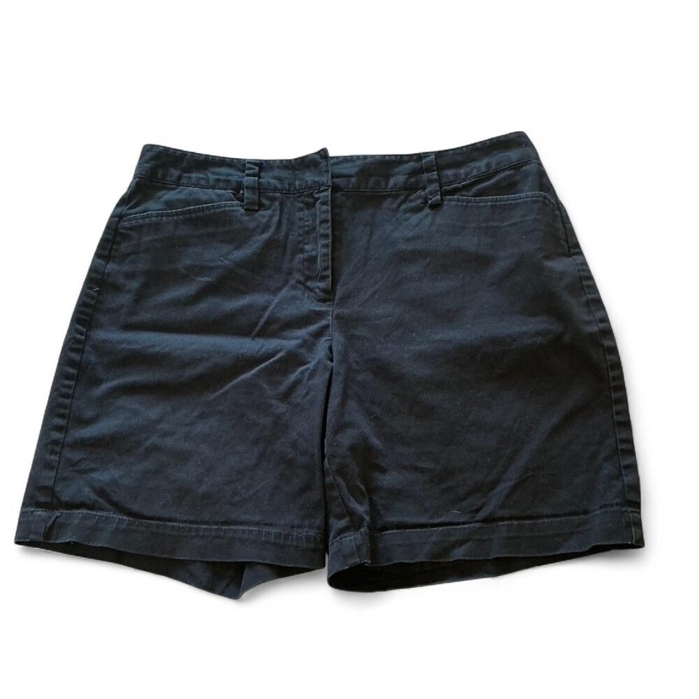 Lands End Women’s Black Mom Chino Shorts‎ Size 8
